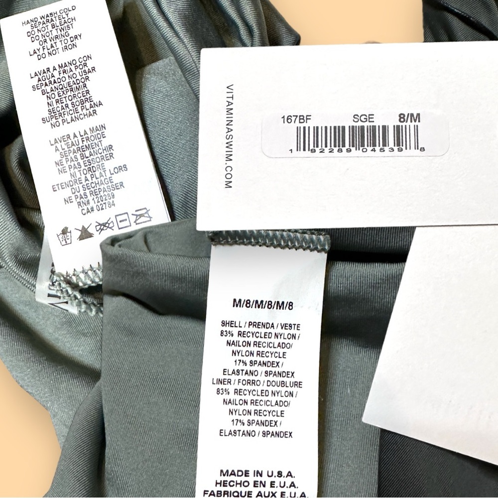 NWT Vitamin A Cali High Leg Bottoms and Mila Bandeau Top in Sea Green. Size 8/M - Picture 7 of 15